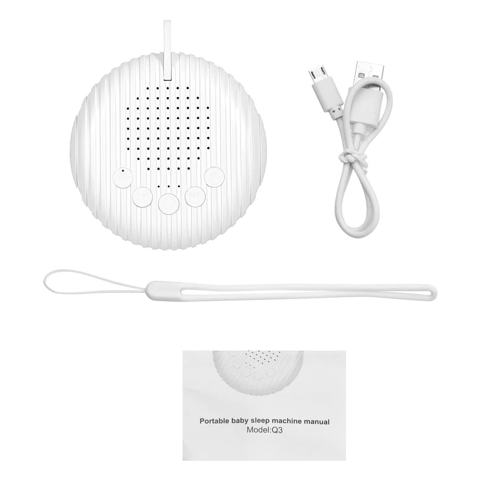 Portable White Noise Machine for Babies – 10 Soothing Sounds, Adjustable Volume & Rechargeable USB Battery