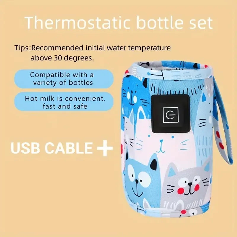 USB Baby Bottle Warmer – Portable Milk Heater for Strollers & Travel | Insulated Bottle Heating Bag