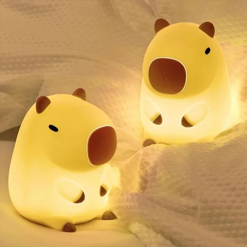 Cute Capybara Night Light – Soft Silicone Sleeping Lamp for Kids Room