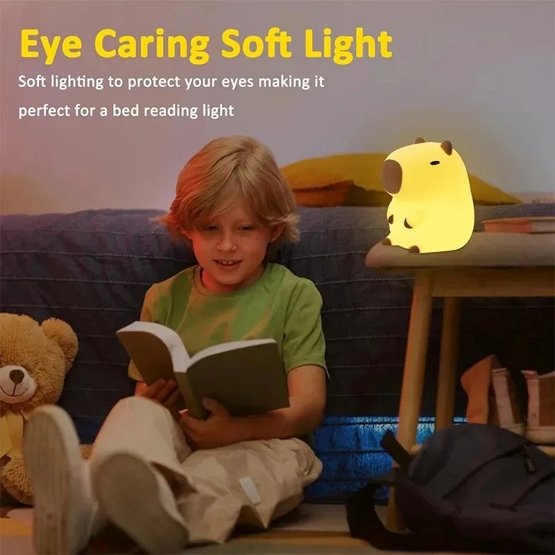 Cute Capybara Night Light – Soft Silicone Sleeping Lamp for Kids Room