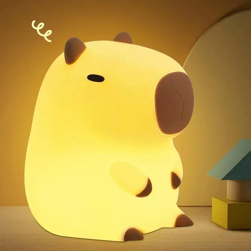 Cute Capybara Night Light – Soft Silicone Sleeping Lamp for Kids Room