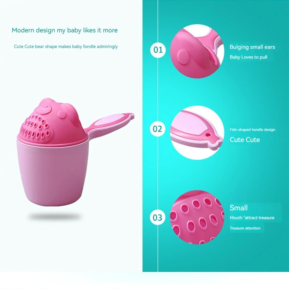 Baby Shower Shampoo Cup with Rinse Guard – Cartoon Bath Rinse Hat for Kids Hair Washing Tool