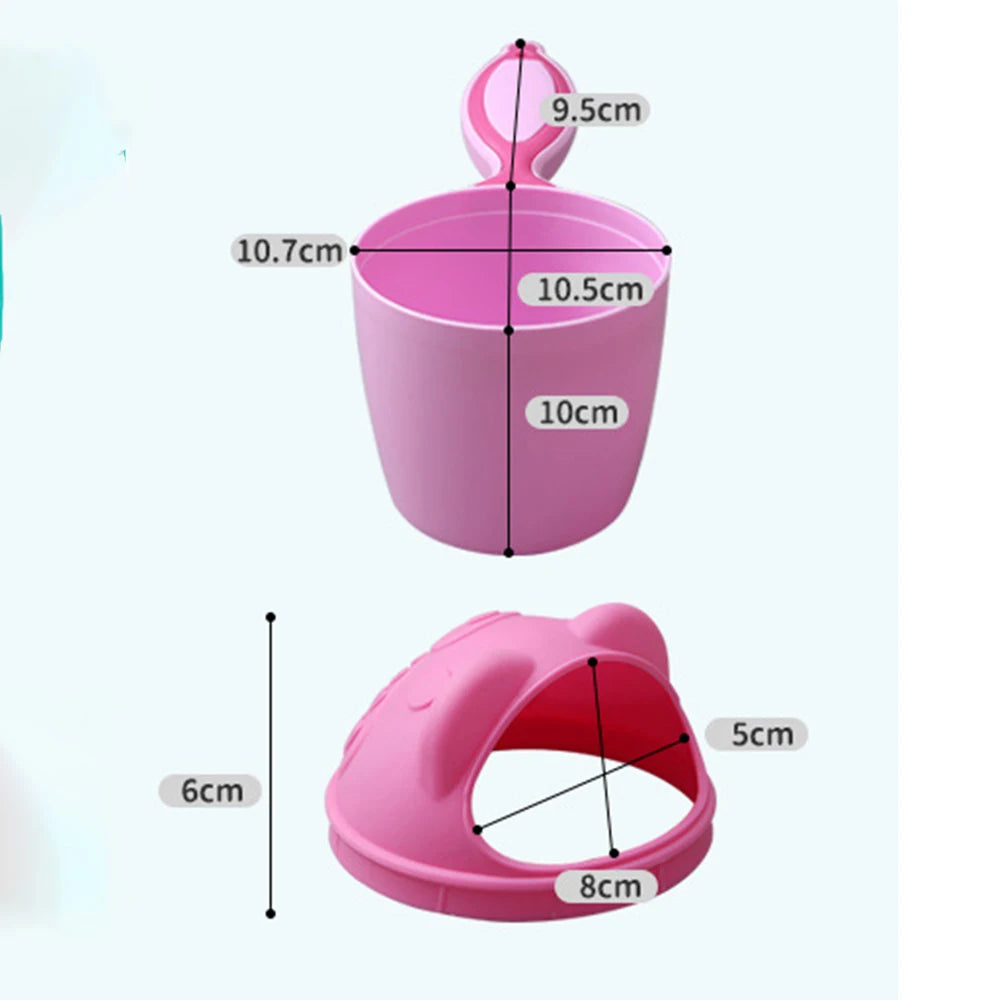 Baby Shower Shampoo Cup with Rinse Guard – Cartoon Bath Rinse Hat for Kids Hair Washing Tool