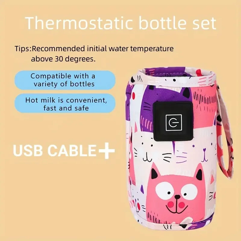 USB Baby Bottle Warmer – Portable Milk Heater for Strollers & Travel | Insulated Bottle Heating Bag